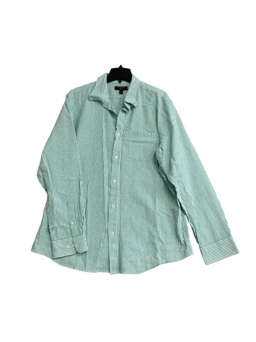 Banana Republic Men's XL Green Striped Textured Button-Up Shirt Cotton B1170